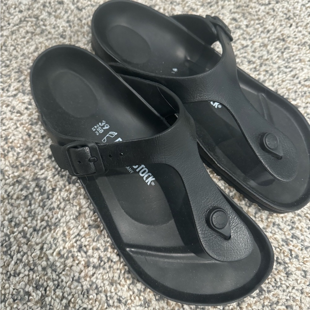 Birkenstock black rubber sandals